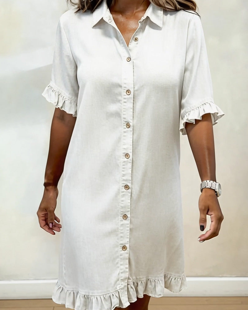 JOSEFINA | VESTIDO DE DENIM COMODO CON FRUNCIDO