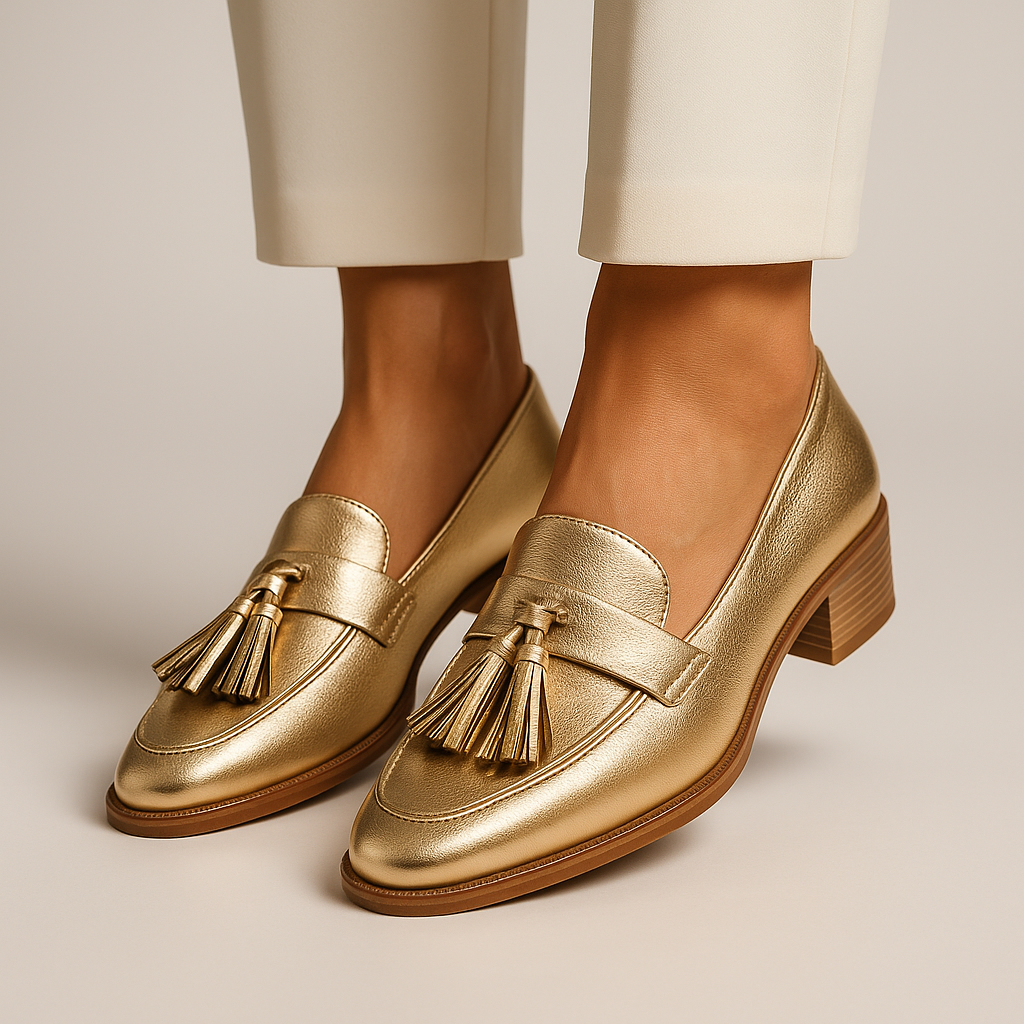 CELESTE | MOCASINES DORADOS DE LUJO