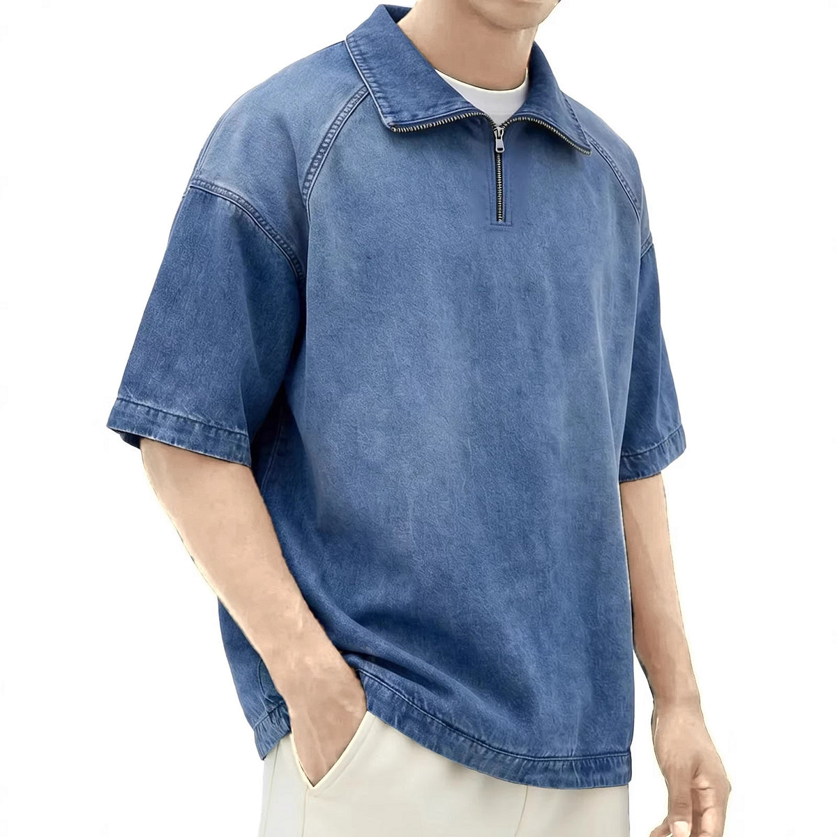 DENTON - CAMISA DE DENIM CON CREMALLERA