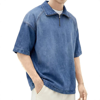 DENTON - CAMISA DE DENIM CON CREMALLERA