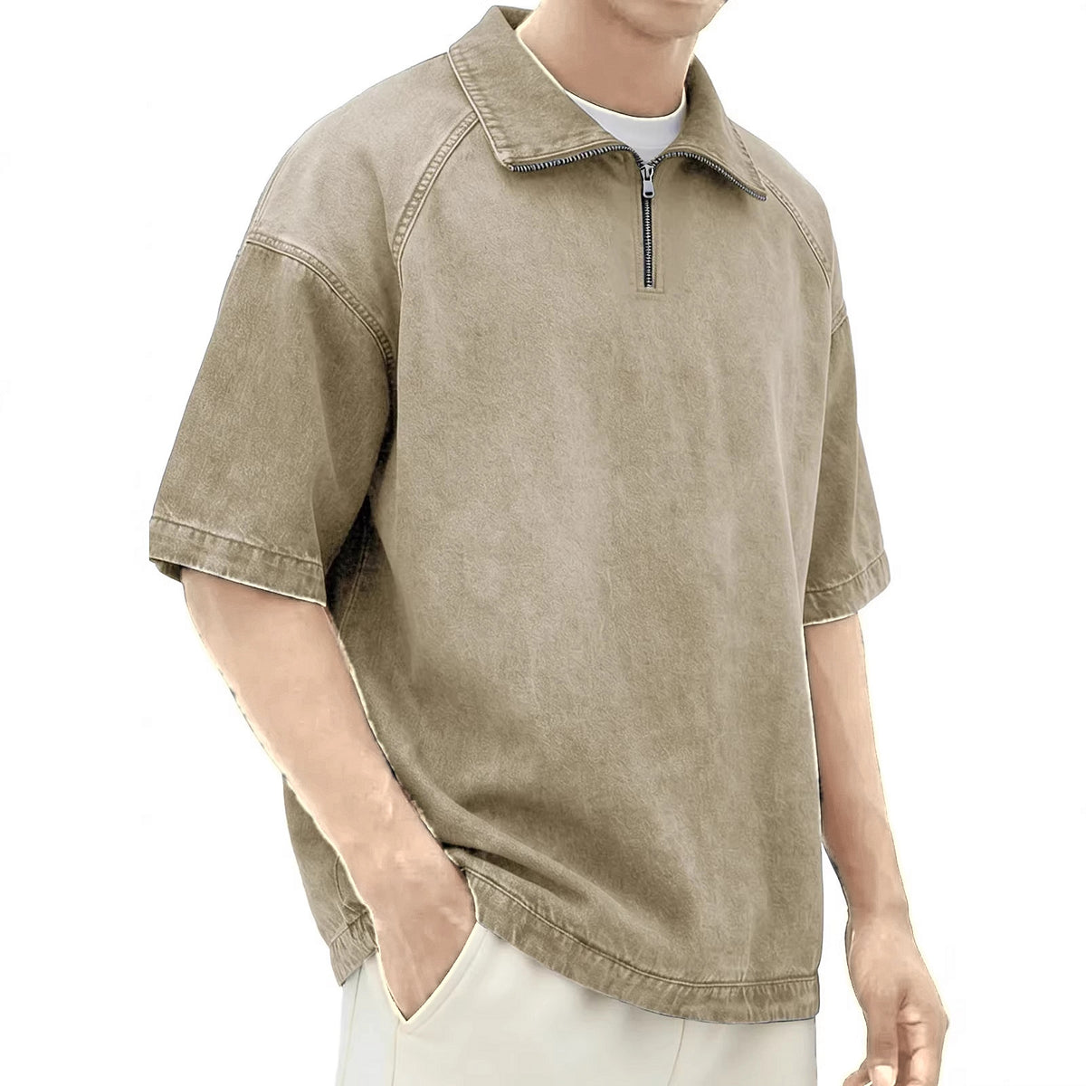 DENTON - CAMISA DE DENIM CON CREMALLERA