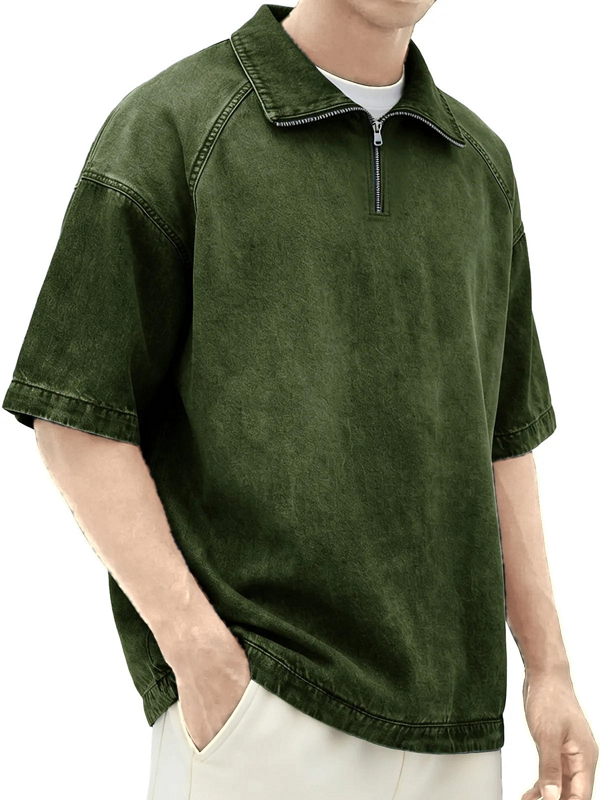 DENTON - CAMISA DE DENIM CON CREMALLERA