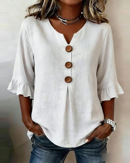 SOPHIA | BLUSA LISA DE ALGODON Y LINO