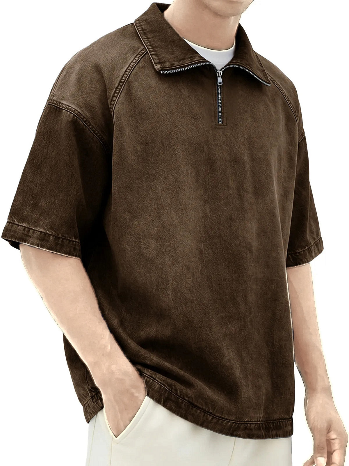 DENTON - CAMISA DE DENIM CON CREMALLERA