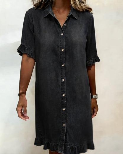 JOSEFINA | VESTIDO DE DENIM COMODO CON FRUNCIDO