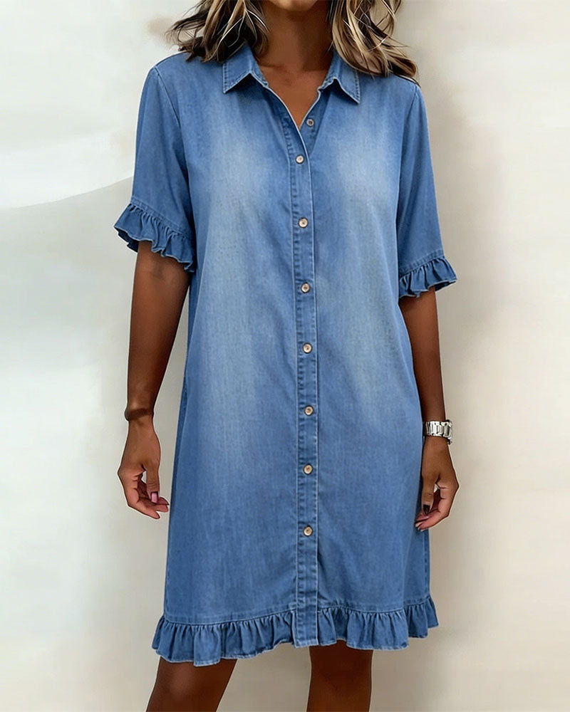 JOSEFINA | VESTIDO DE DENIM COMODO CON FRUNCIDO
