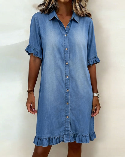 JOSEFINA | VESTIDO DE DENIM COMODO CON FRUNCIDO