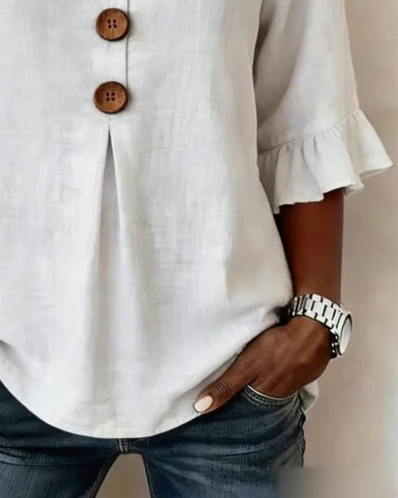 SOPHIA | BLUSA LISA DE ALGODON Y LINO