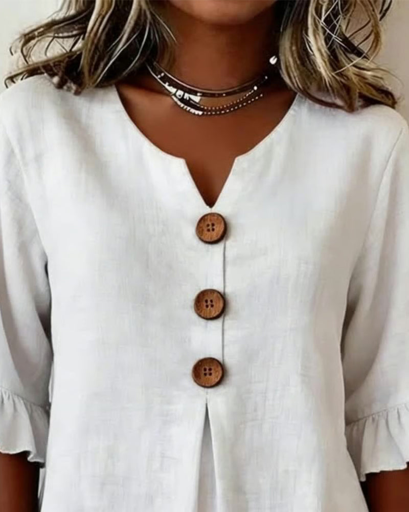 SOPHIA | BLUSA LISA DE ALGODON Y LINO