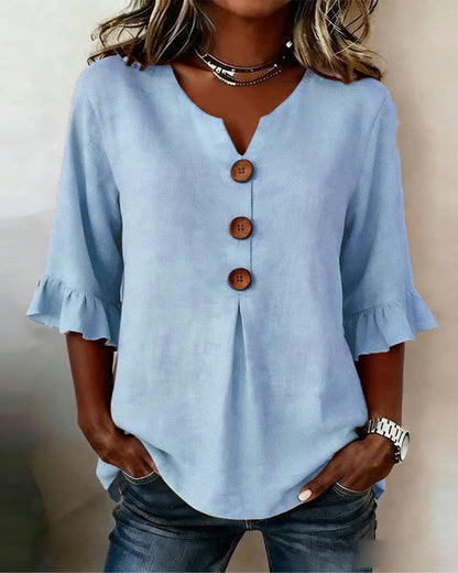 SOPHIA | BLUSA LISA DE ALGODON Y LINO