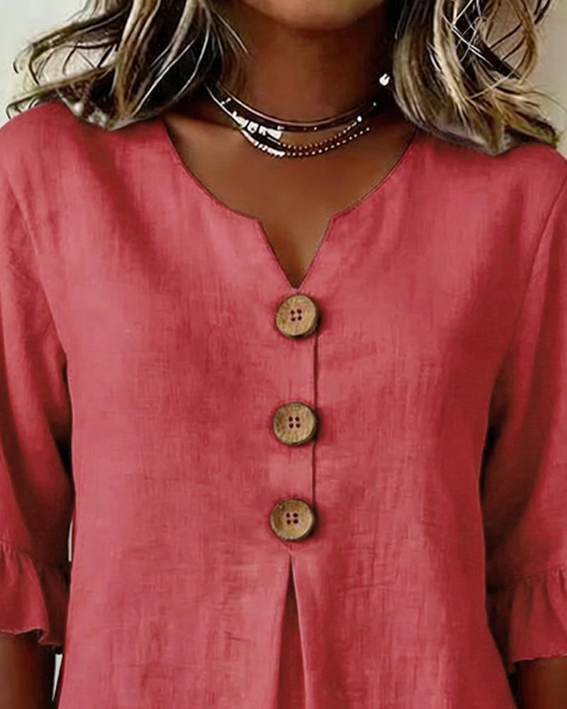 SOPHIA | BLUSA LISA DE ALGODON Y LINO