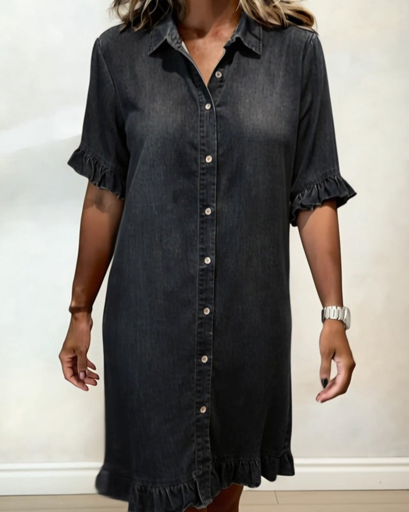 JOSEFINA | VESTIDO DE DENIM COMODO CON FRUNCIDO