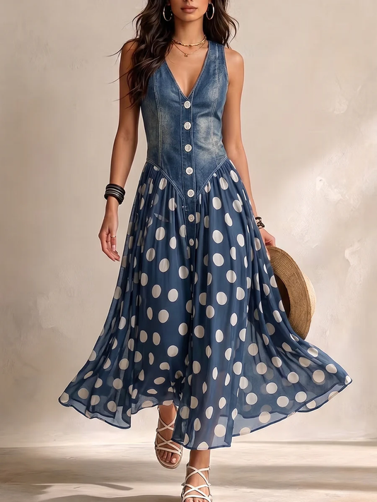 BIANCA | VESTIDO DE CHIFFON A LUNARES