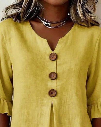 SOPHIA | BLUSA LISA DE ALGODON Y LINO