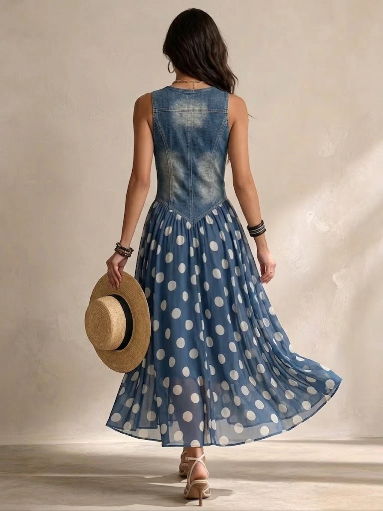 BIANCA | VESTIDO DE CHIFFON A LUNARES