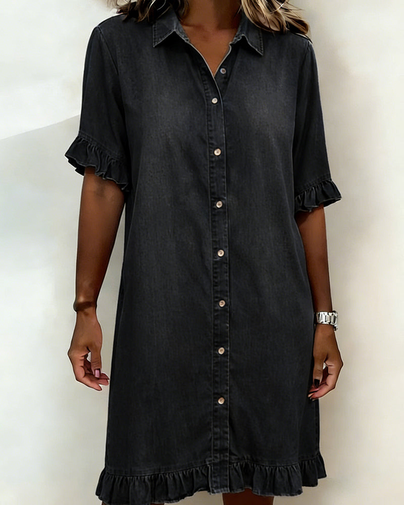 JOSEFINA | VESTIDO DE DENIM COMODO CON FRUNCIDO
