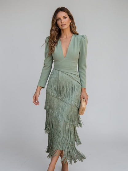 SOFIA | VESTIDO CON FLECOS ELEGANTE