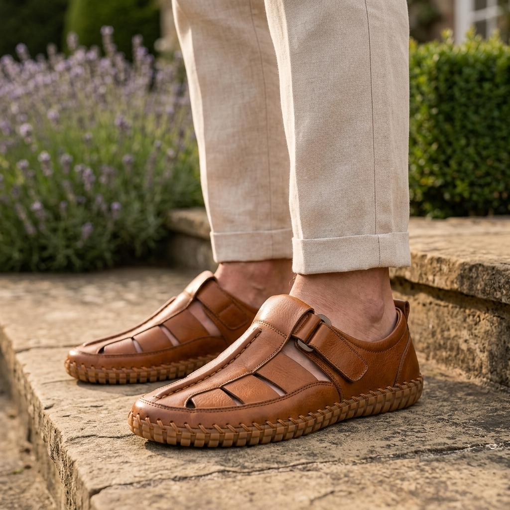 KIRKHAM | SANDALIAS DE CUERO CON TEJIDO DE JAULA