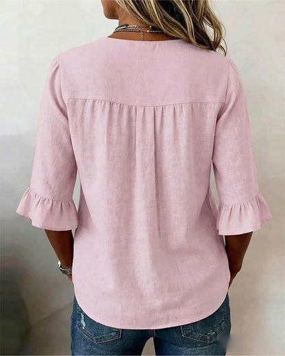 SOPHIA | BLUSA LISA DE ALGODON Y LINO