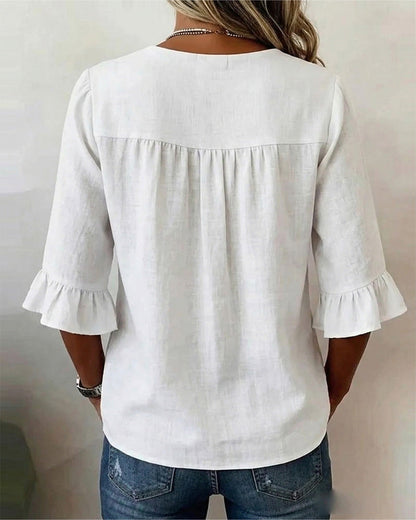 SOPHIA | BLUSA LISA DE ALGODON Y LINO