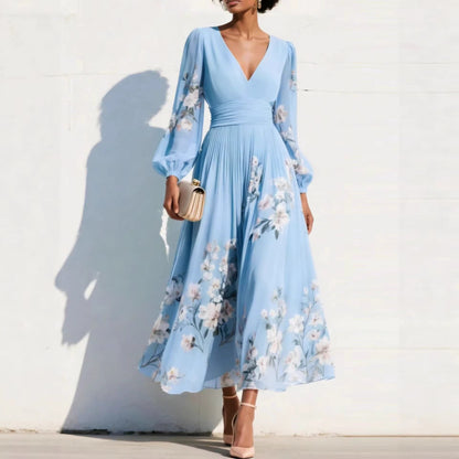 SERAFINA | VESTIDO PLISADO CON ESCOTE EN V