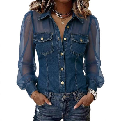 ELODIE | BLUSA ELEGANTE CON EFECTO DENIM