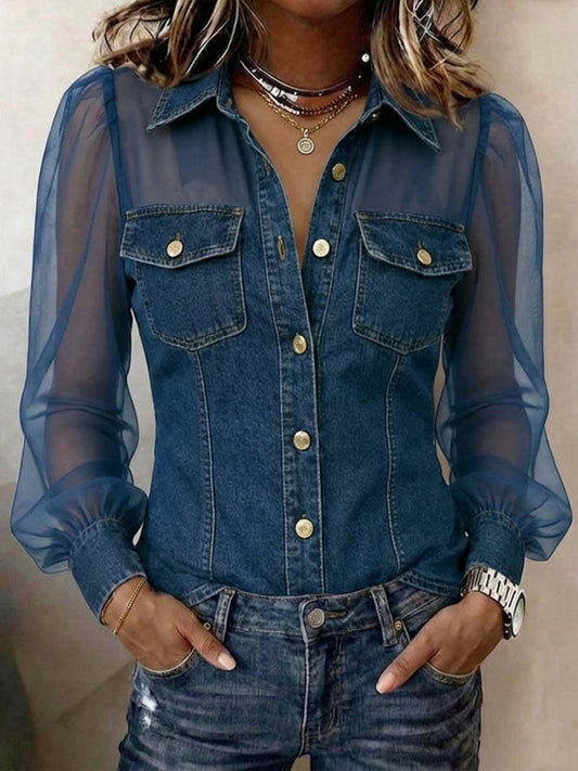 ELODIE | BLUSA ELEGANTE CON EFECTO DENIM