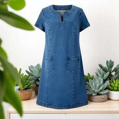 TERESA | VESTIDO DE DENIM SUAVE CON BOLSILLOS DELANTEROS