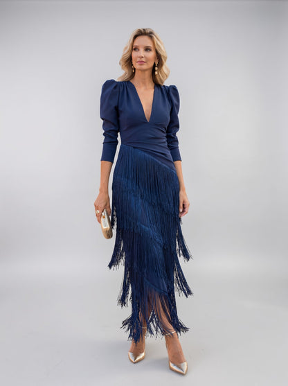 SOFIA | VESTIDO CON FLECOS ELEGANTE