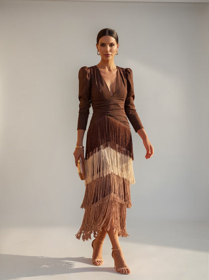 SOFIA | VESTIDO CON FLECOS ELEGANTE