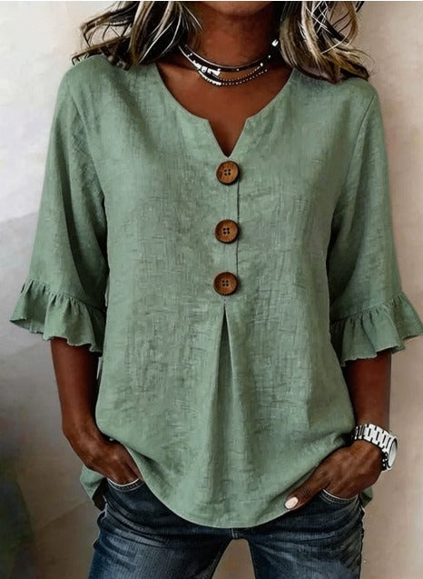 SOPHIA | BLUSA LISA DE ALGODON Y LINO