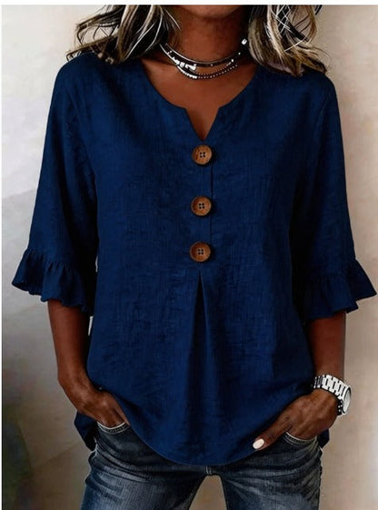 SOPHIA | BLUSA LISA DE ALGODON Y LINO