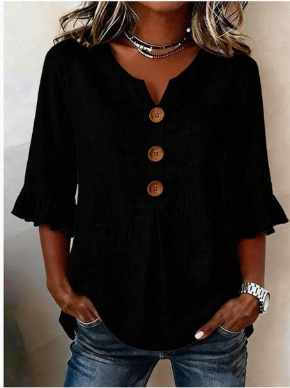 SOPHIA | BLUSA LISA DE ALGODON Y LINO