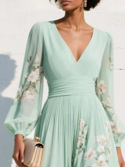 SERAFINA | VESTIDO PLISADO CON ESCOTE EN V