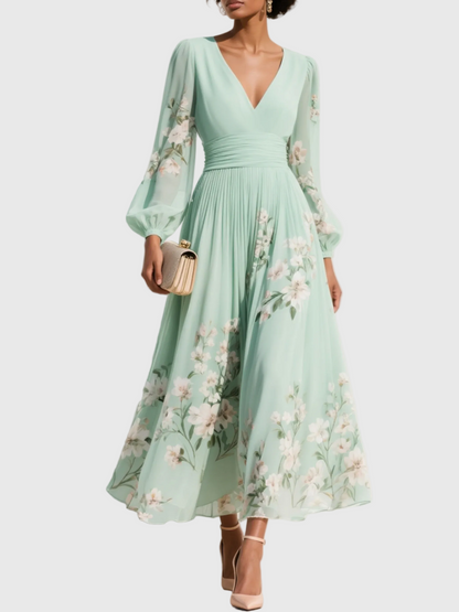 SERAFINA | VESTIDO PLISADO CON ESCOTE EN V