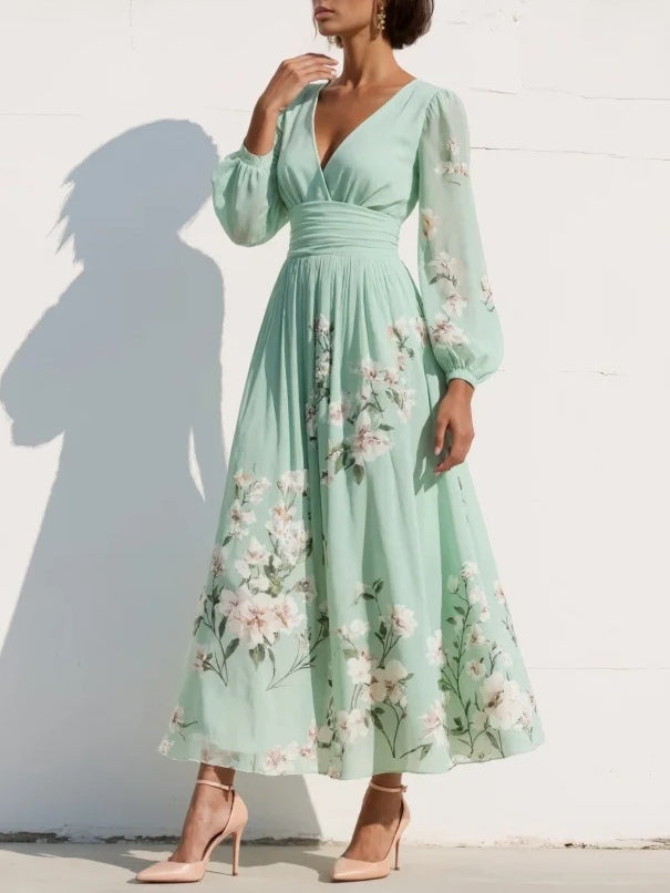 SERAFINA | VESTIDO PLISADO CON ESCOTE EN V