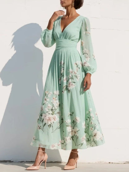 SERAFINA | VESTIDO PLISADO CON ESCOTE EN V