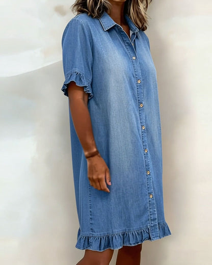 JOSEFINA | VESTIDO DE DENIM COMODO CON FRUNCIDO