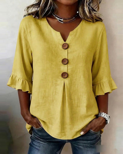SOPHIA | BLUSA LISA DE ALGODON Y LINO