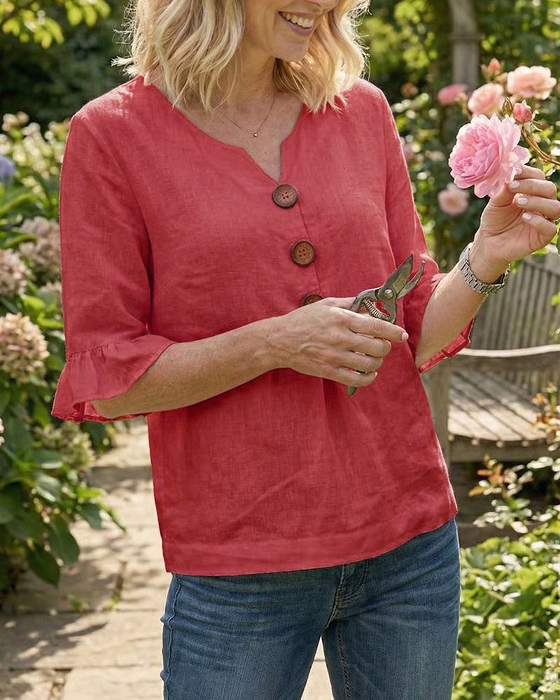 SOPHIA | BLUSA LISA DE ALGODON Y LINO