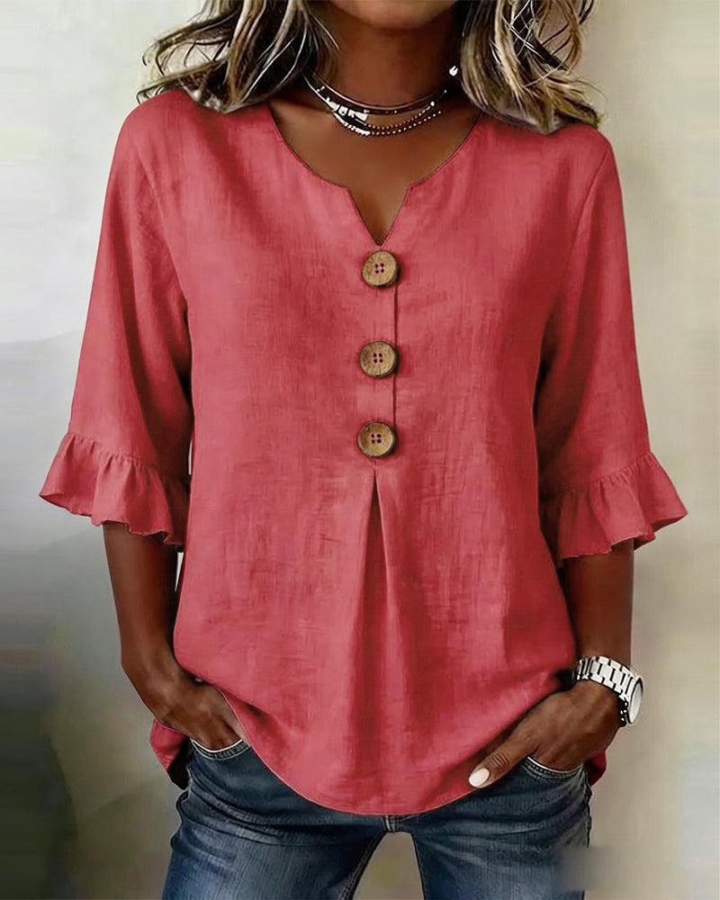 SOPHIA | BLUSA LISA DE ALGODON Y LINO