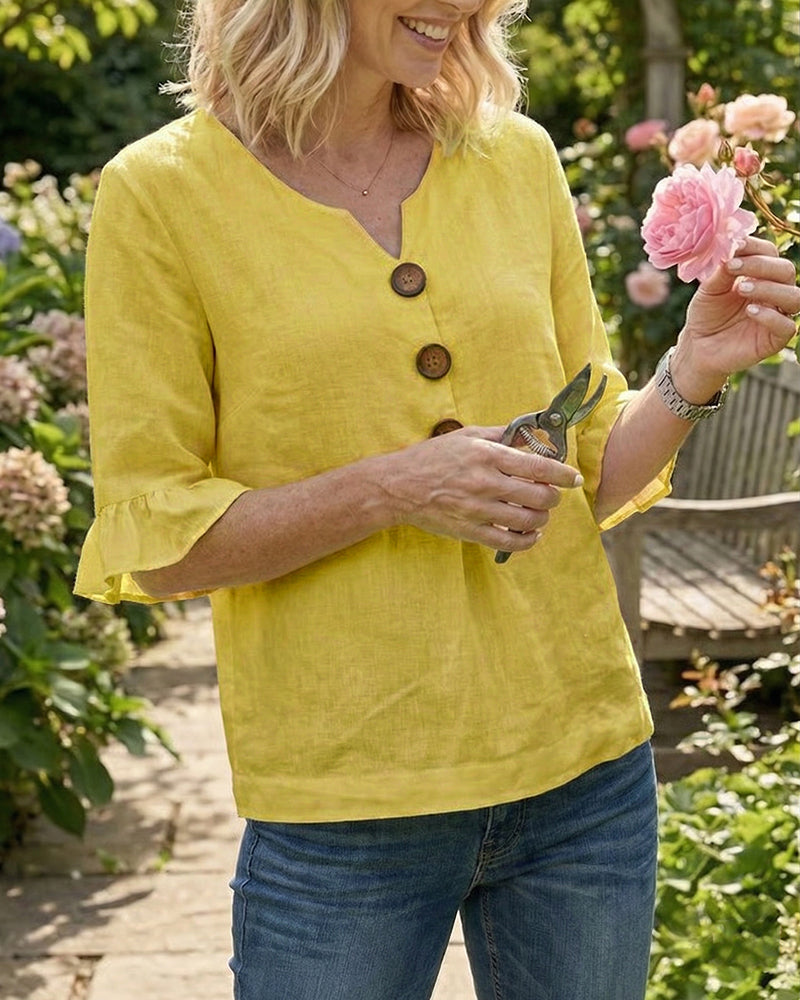 SOPHIA | BLUSA LISA DE ALGODON Y LINO