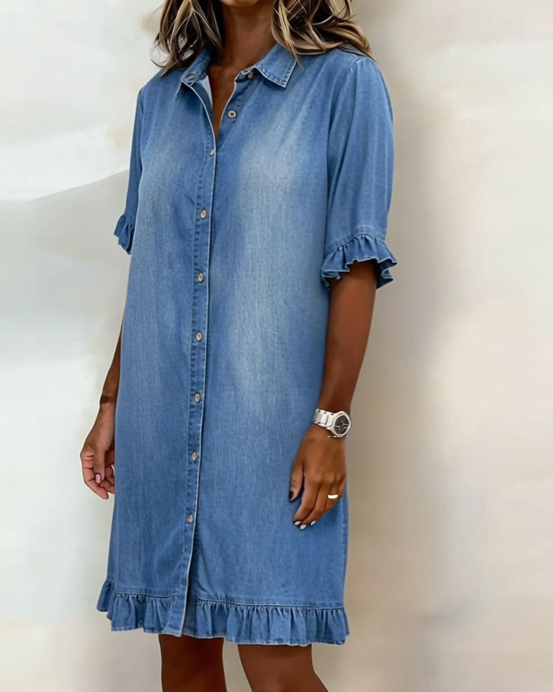 JOSEFINA | VESTIDO DE DENIM COMODO CON FRUNCIDO