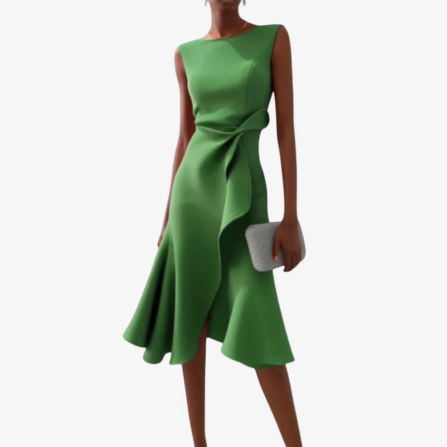 ELIANA | ELEGANTE VESTIDO MIDI CON CORTE ASIMETRICO