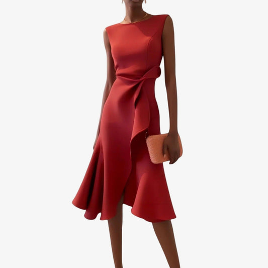 ELIANA | ELEGANTE VESTIDO MIDI CON CORTE ASIMETRICO