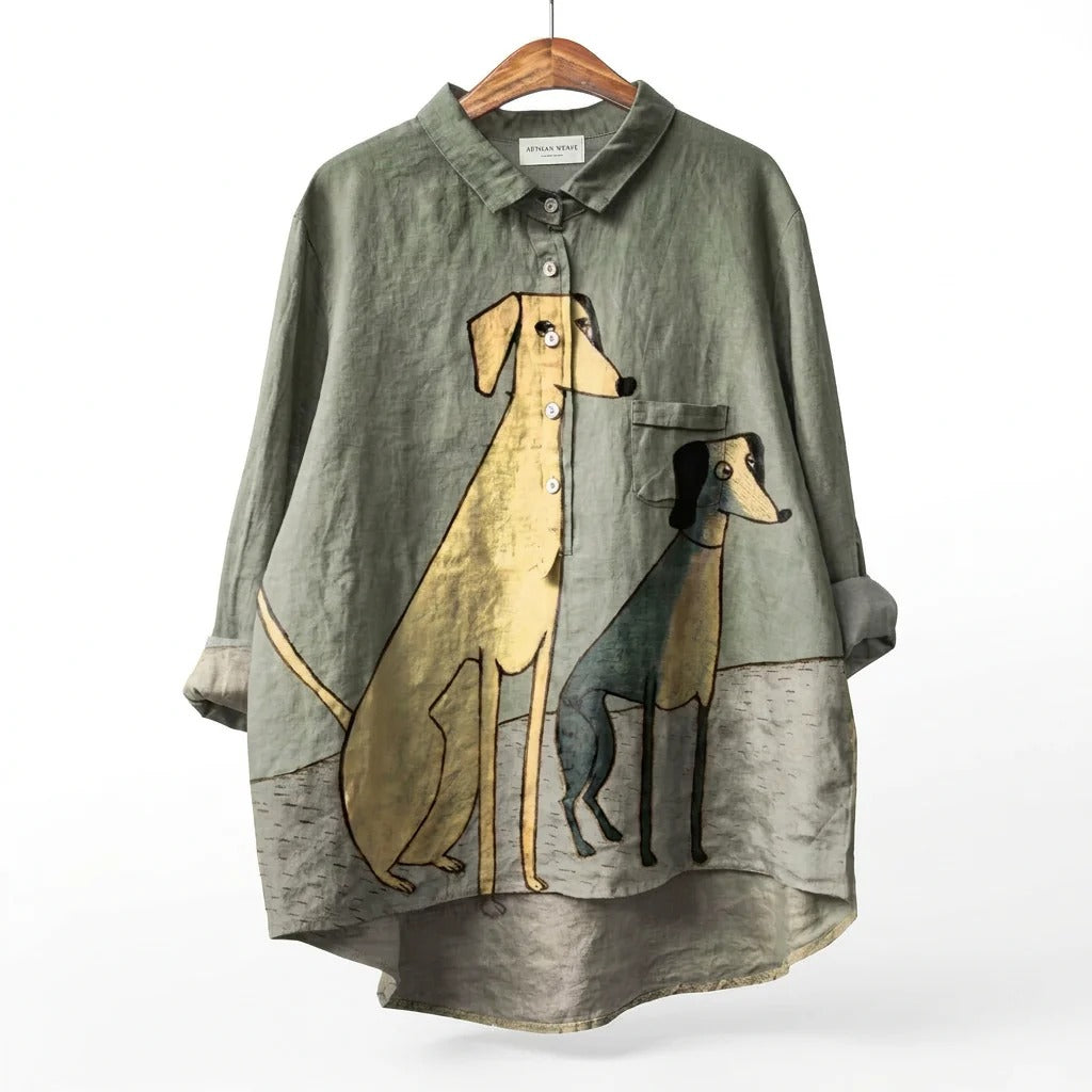 SARA | BLUSA DE LINO ATEMPORAL CON ESTAMPADO