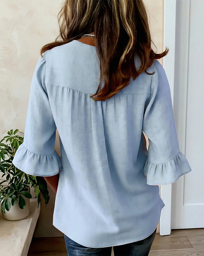 SOPHIA | BLUSA LISA DE ALGODON Y LINO
